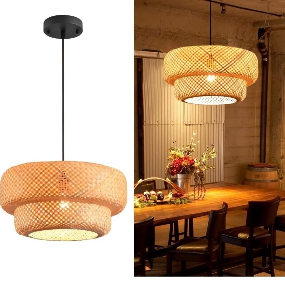 Bamboo Hand Woven 2 Tier Chandelier NEW